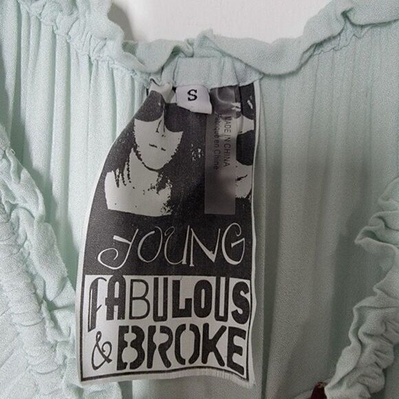 YOUNG FABULOUS & BROKE Blue Sloan Ombré Off-the-shoulder Short Jumpsuit Size S - Picture 3 of 10